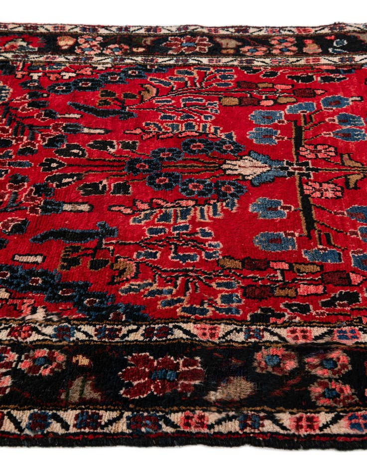 Detail image of  3' 7 x 11' 10  Hand Knotted Sarouk Persian Wool Runner Rug