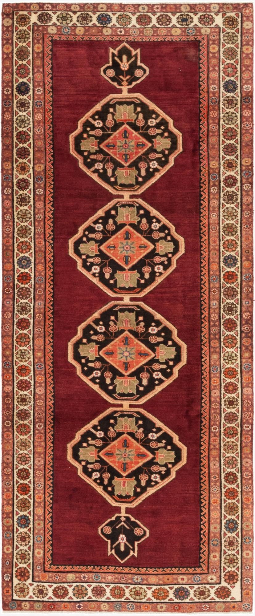  4' x 9' 10  Hand Knotted Shahsavand Persian Wool Runner Rug