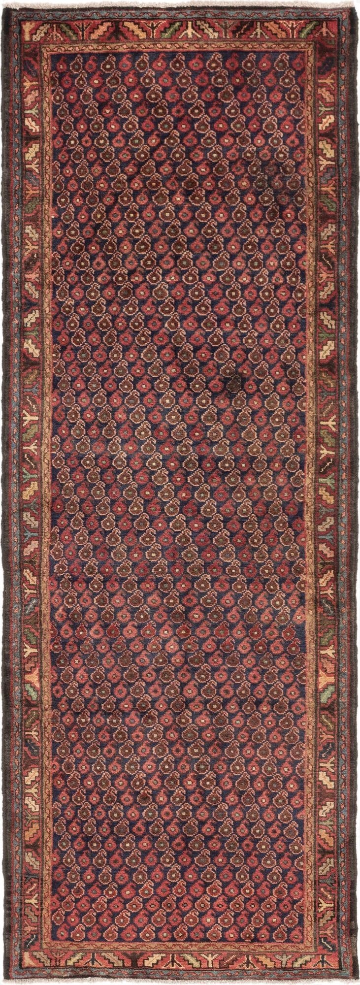  3' 7 x 10'  Hand Knotted Shahsavand Persian Wool Runner Rug