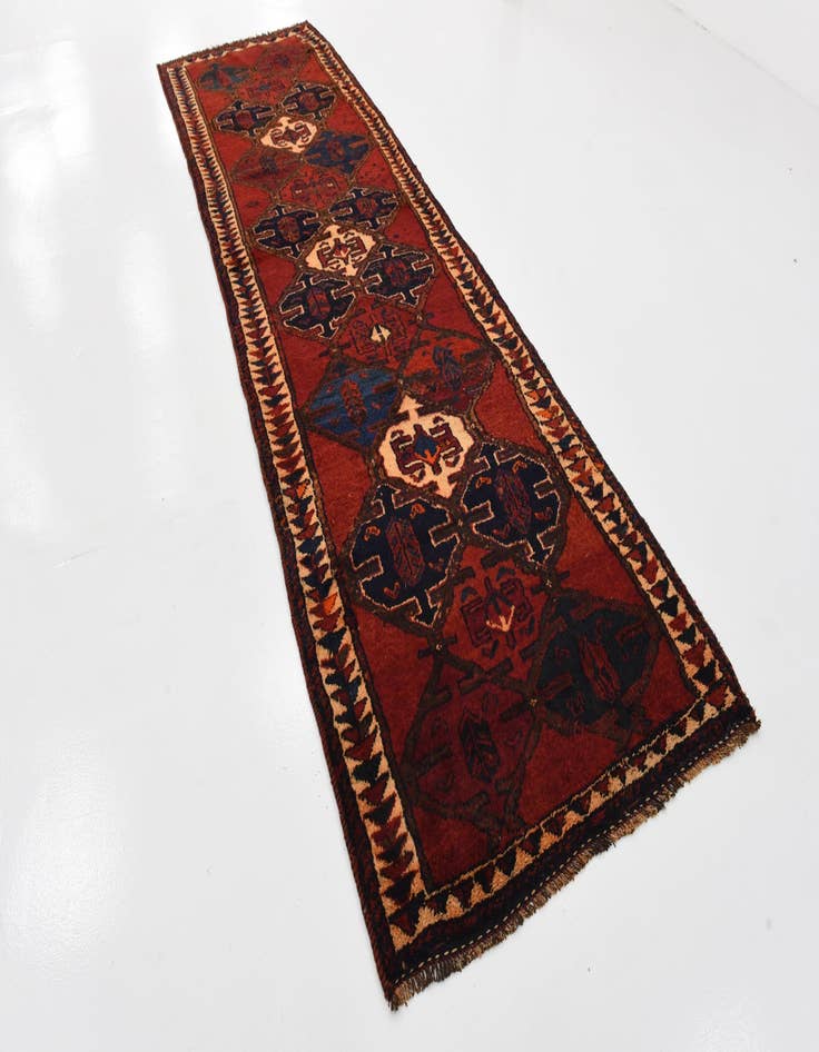 Detail image of  3' 7 x 12' 2  Hand Knotted Shiraz-Lori Persian Wool Runner Rug