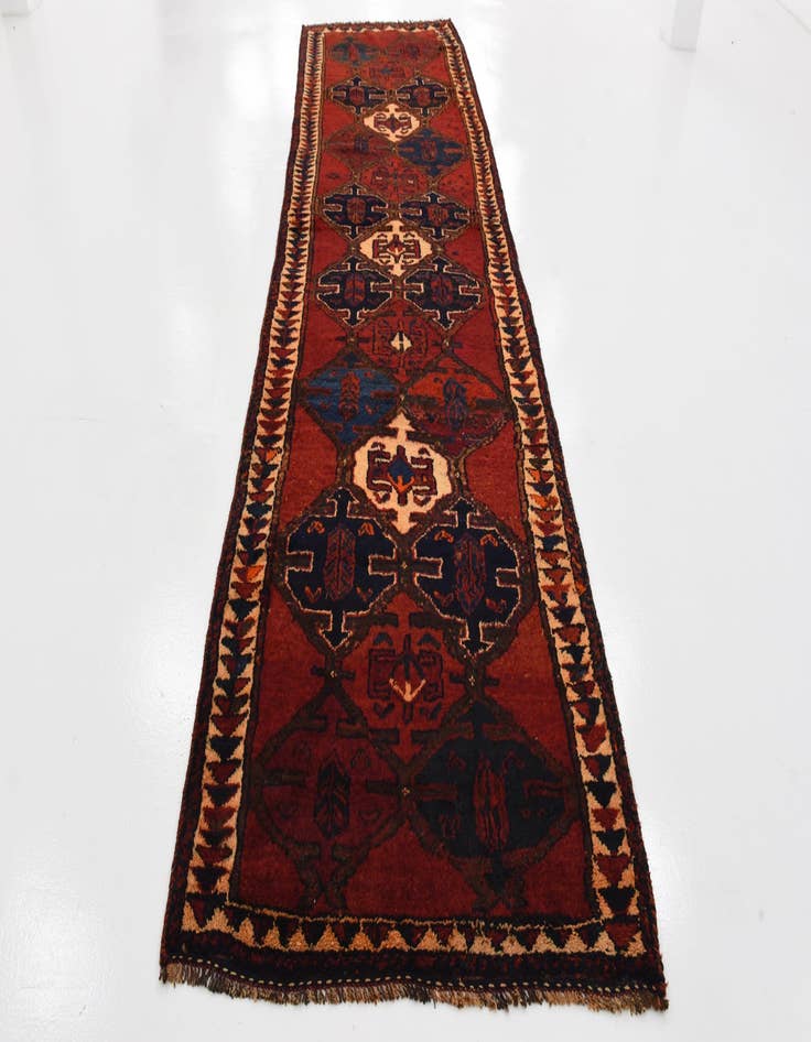 Detail image of  3' 7 x 12' 2  Hand Knotted Shiraz-Lori Persian Wool Runner Rug