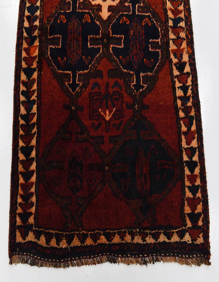 Detail image of  3' 7 x 12' 2  Hand Knotted Shiraz-Lori Persian Wool Runner Rug
