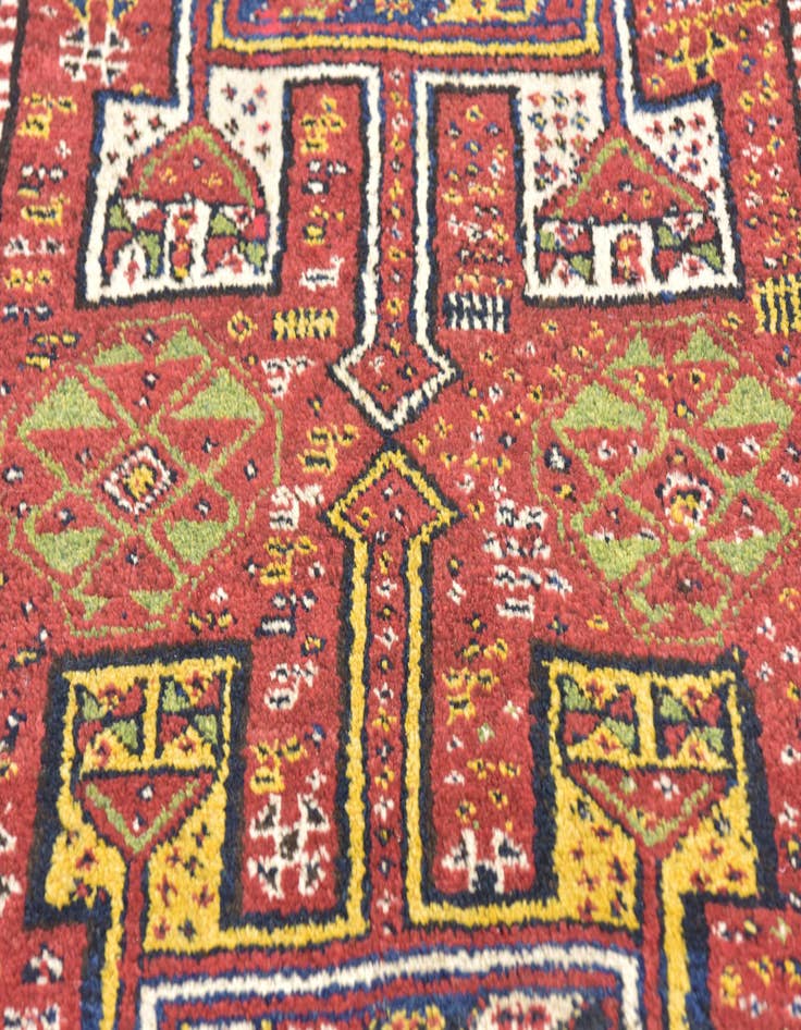 Detail image of  4' x 7' 7  Hand Knotted Shiraz-Lori Persian Wool Runner Rug