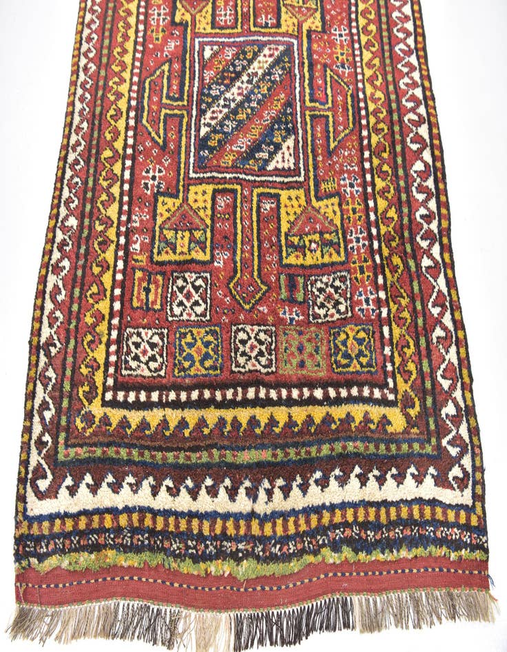 Detail image of  4' x 7' 7  Hand Knotted Shiraz-Lori Persian Wool Runner Rug