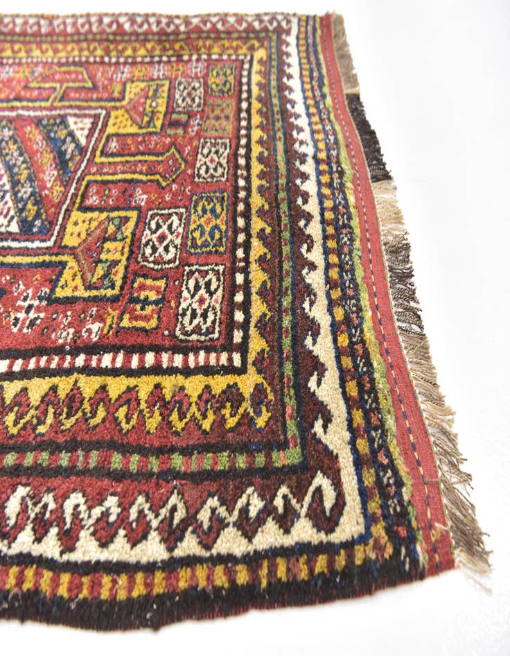 Detail image of  4' x 7' 7  Hand Knotted Shiraz-Lori Persian Wool Runner Rug