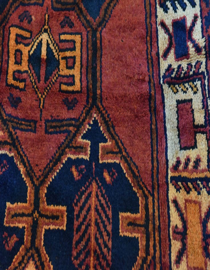 Detail image of  4' 3 x 12' 5  Hand Knotted Shiraz-Lori Persian Wool Runner Rug