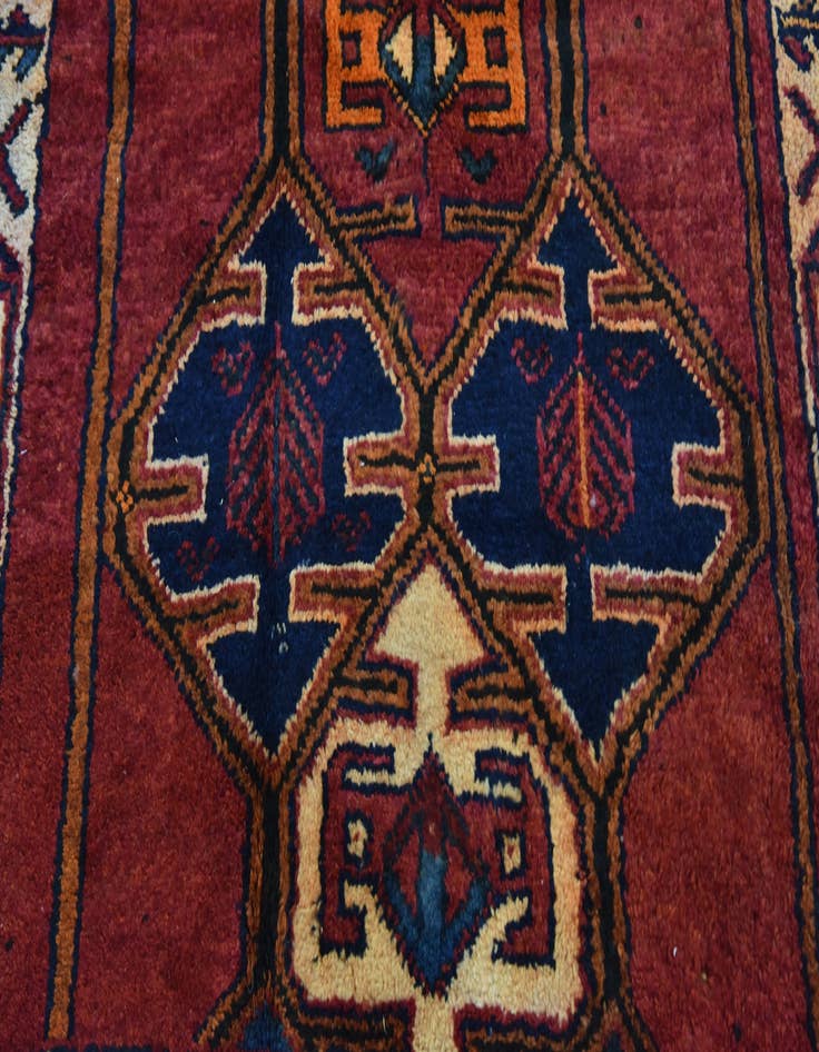 Detail image of  4' 3 x 12' 5  Hand Knotted Shiraz-Lori Persian Wool Runner Rug