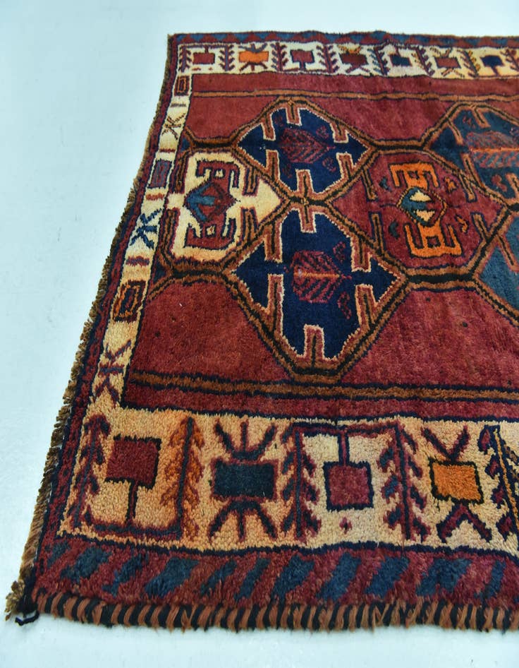 Detail image of  4' 3 x 12' 5  Hand Knotted Shiraz-Lori Persian Wool Runner Rug