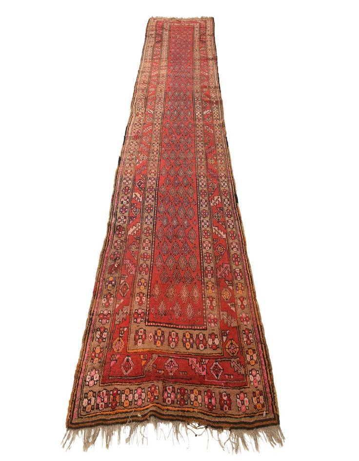 Detail image of  4' 1 x 14' 10  Hand Knotted Shiraz Persian Wool Runner Rug