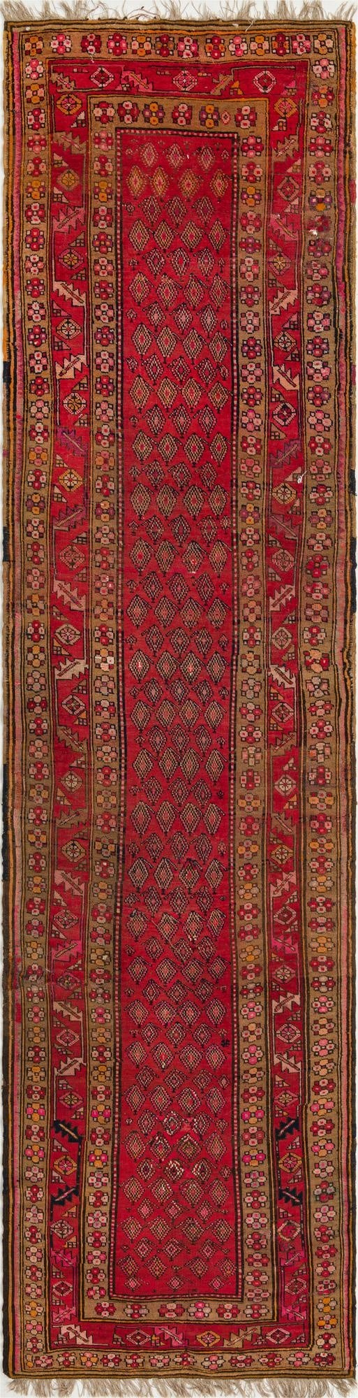  4' 1 x 14' 10  Hand Knotted Shiraz Persian Wool Runner Rug