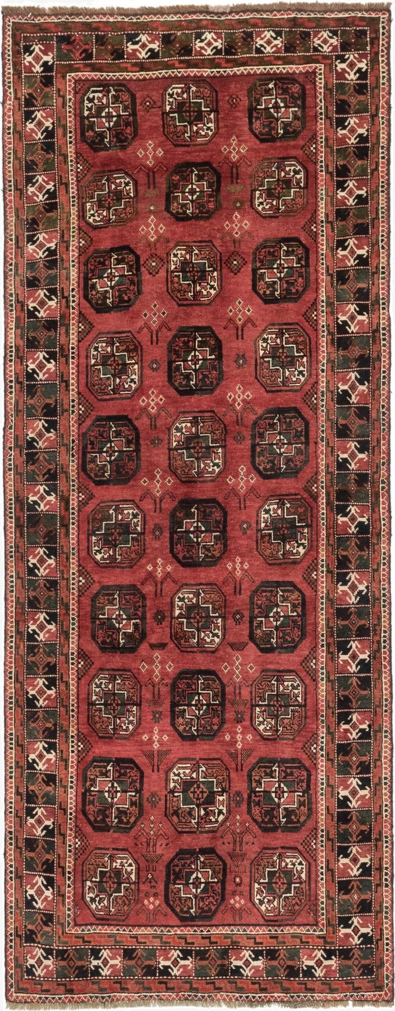  4' x 9' 8  Hand Knotted Shiraz Persian Wool Runner Rug