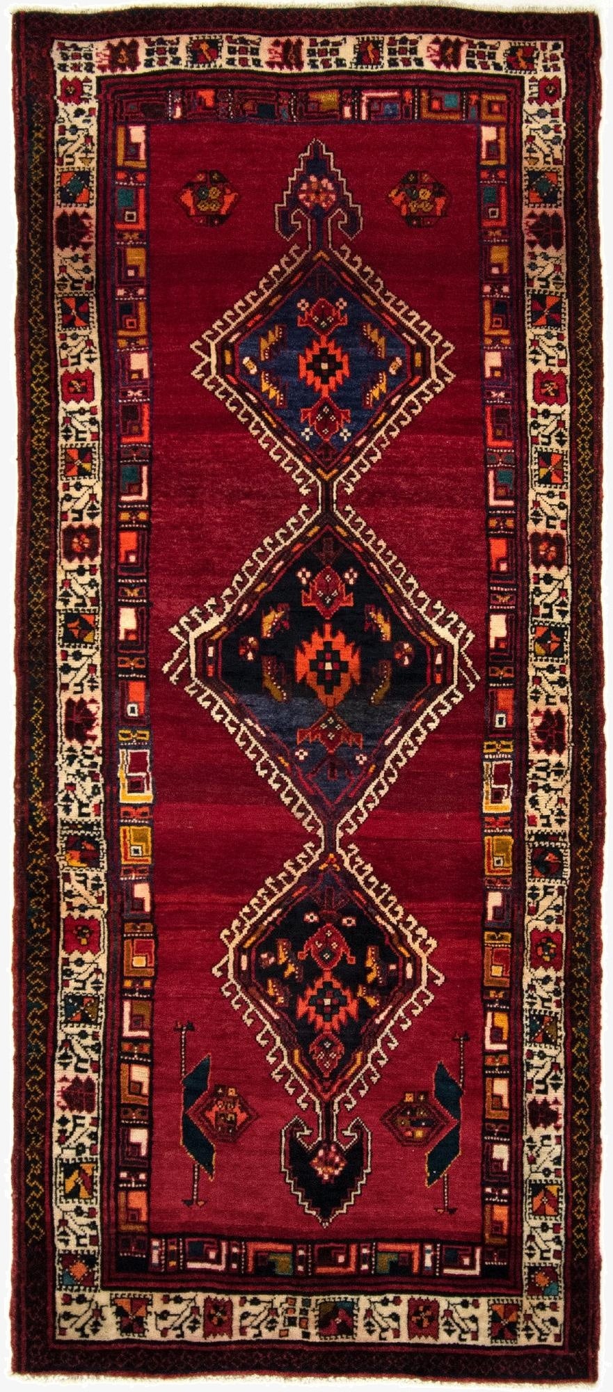  3' 8 x 8' 6  Hand Knotted Sirjan Persian Wool Runner Rug