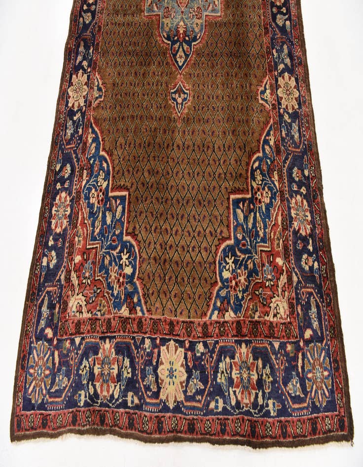 Detail image of  5' x 10' 8  Hand Knotted Songhor Persian Wool Runner Rug