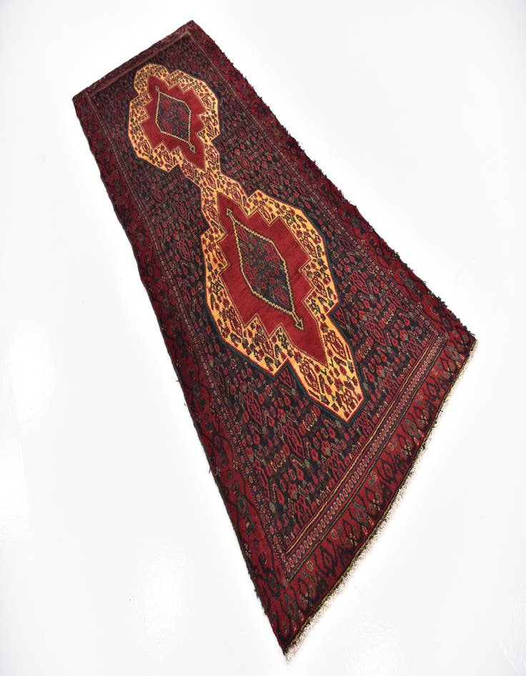 Detail image of  3' 9 x 9' 3  Hand Knotted Songhor Persian Wool Runner Rug