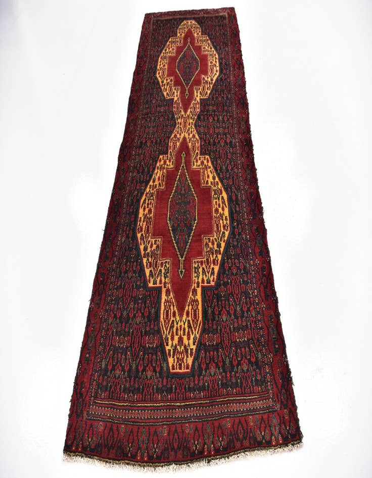 Detail image of  3' 9 x 9' 3  Hand Knotted Songhor Persian Wool Runner Rug