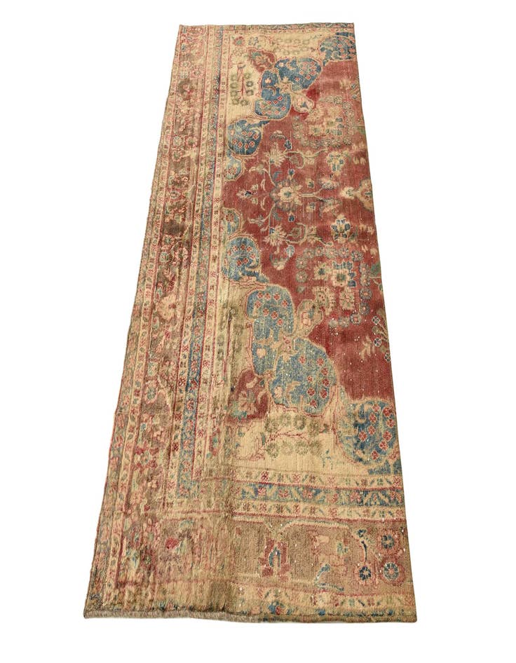 Detail image of  3' 1 x 6'  Hand Knotted Ultra Vintage Persian Wool Runner Rug