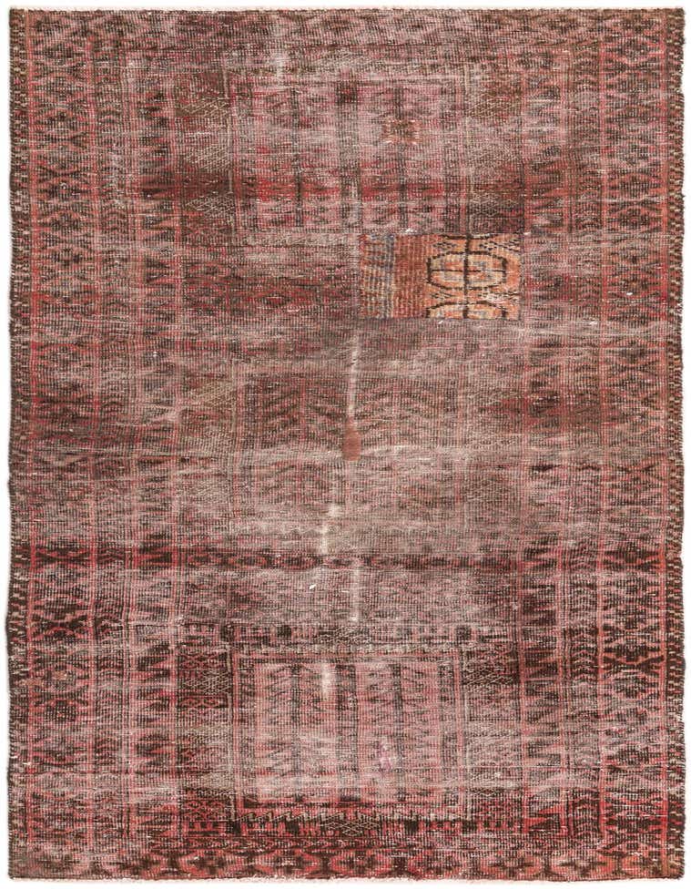 An 8 ft runner rug from the Ultra Vintage collection, featuring a distressed Persian pattern in shades of red and brown.