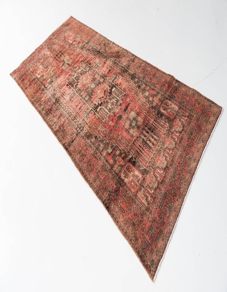 Detail image of  4' 2 x 9' 2  Hand Knotted Ultra Vintage Persian Wool Runner Rug