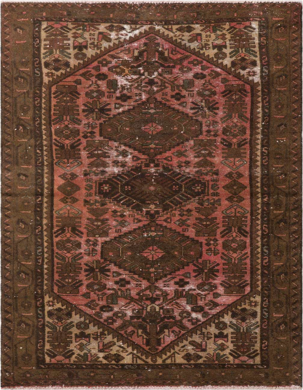 A 6 ft runner rug with a faded Persian medallion pattern in shades of red, brown, and beige, suitable for a hallway or kitchen.