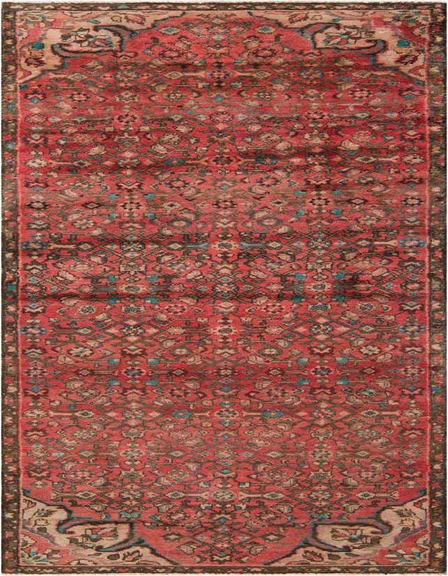 A 10 Ft runner rug in shades of red with intricate Persian, Oriental, and Vintage patterns, perfect for a hallway.