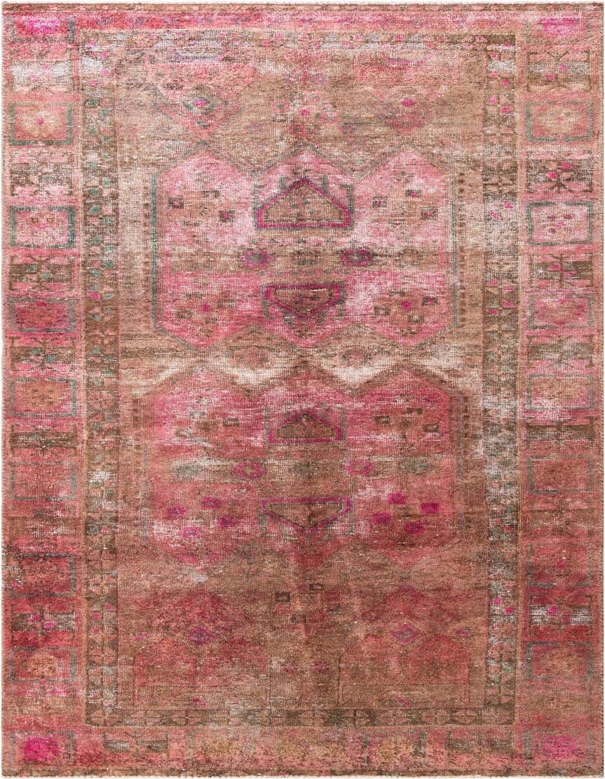 A handmade 11 ft runner rug from the Ultra Vintage collection, featuring a distressed Persian pattern in shades of red and brown, ideal for a hallway.
