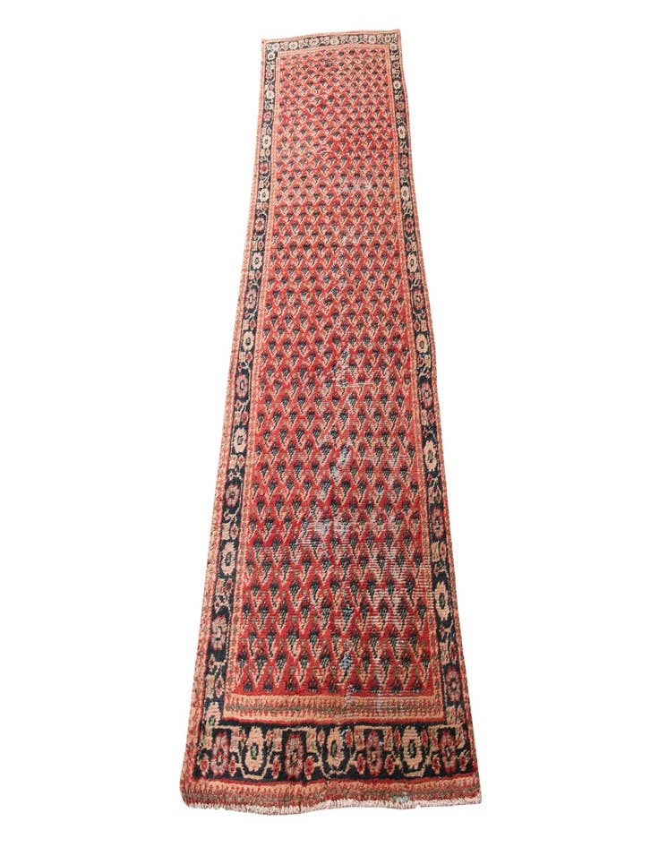 Detail image of  3' 3 x 9' 7  Hand Knotted Ultra Vintage Persian Wool Runner Rug