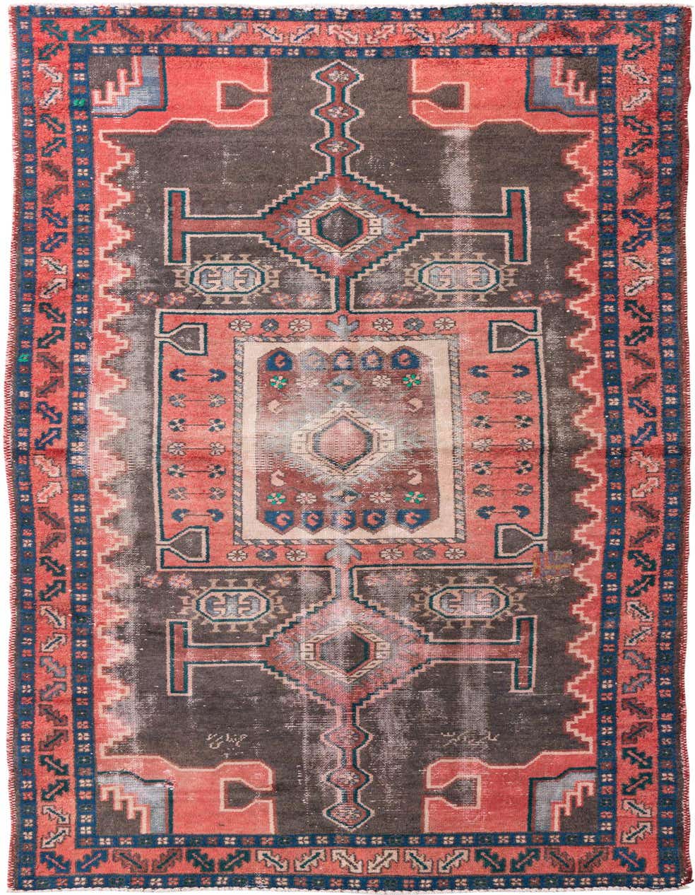 A 9 ft runner rug featuring a faded Persian medallion pattern in shades of red, brown, and blue, perfect for a hallway.