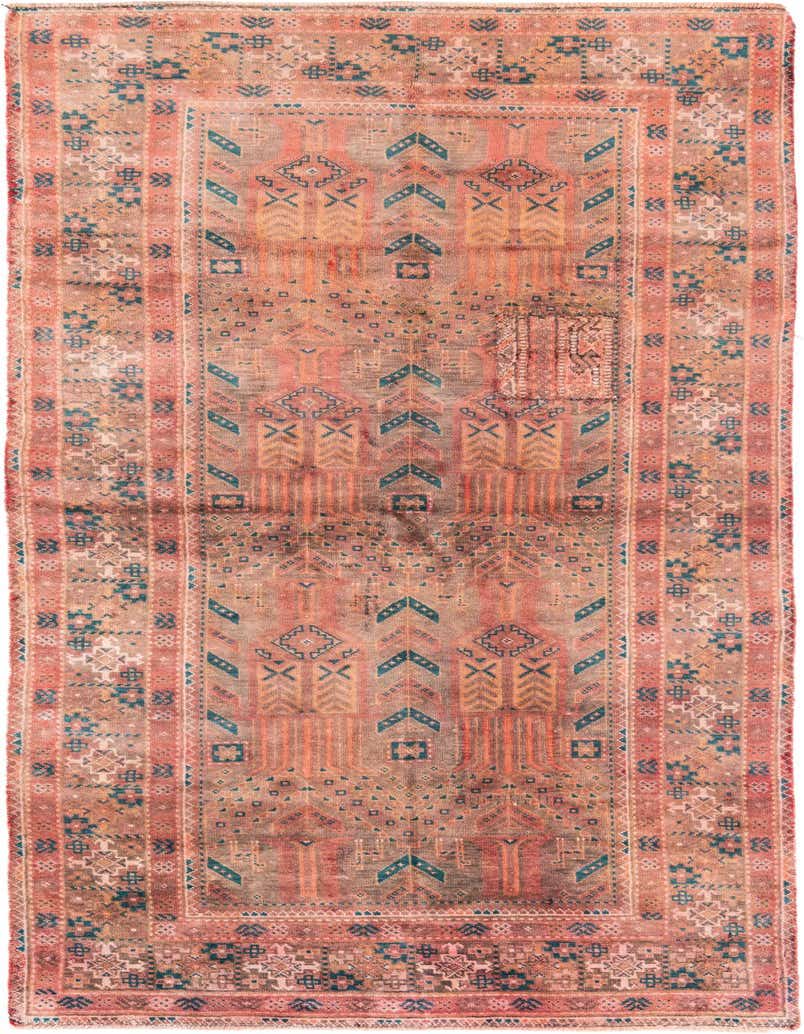 A 9 ft runner rug with a faded Persian pattern in shades of red, orange, and teal, suitable for a hallway.