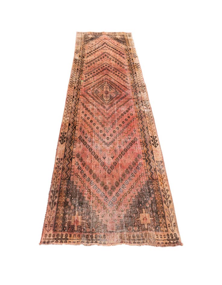 Detail image of  3' 9 x 9' 7  Hand Knotted Ultra Vintage Persian Wool Runner Rug