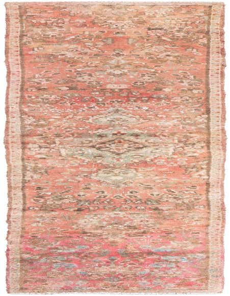 A 9 ft runner rug in a distressed Persian style, featuring shades of red, brown, and hints of teal, ideal for a hallway.