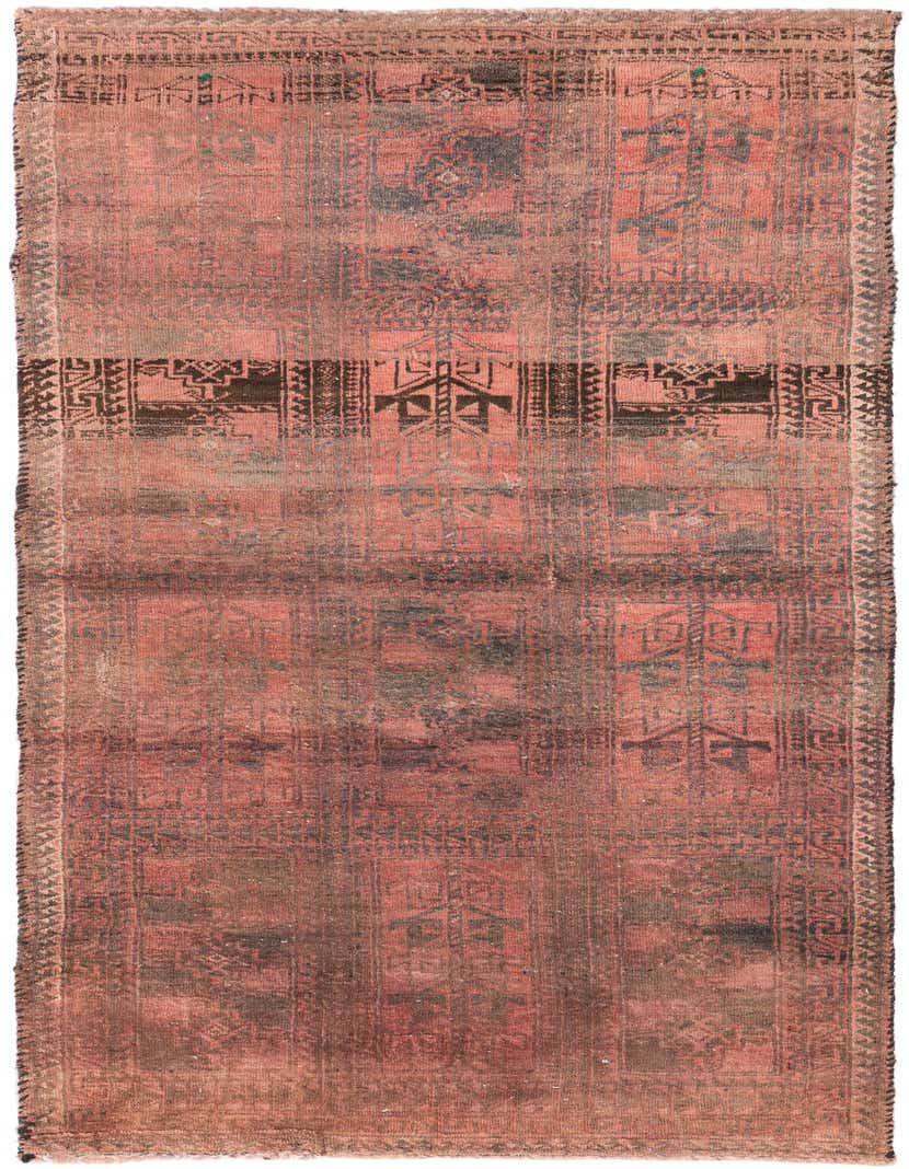 A 6 ft runner rug in shades of red and brown with a distressed Persian-inspired pattern, ideal for hallways.