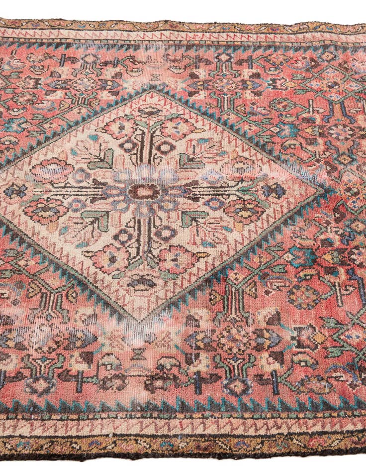 Detail image of  3' 9 x 9'  Hand Knotted Ultra Vintage Persian Wool Runner Rug