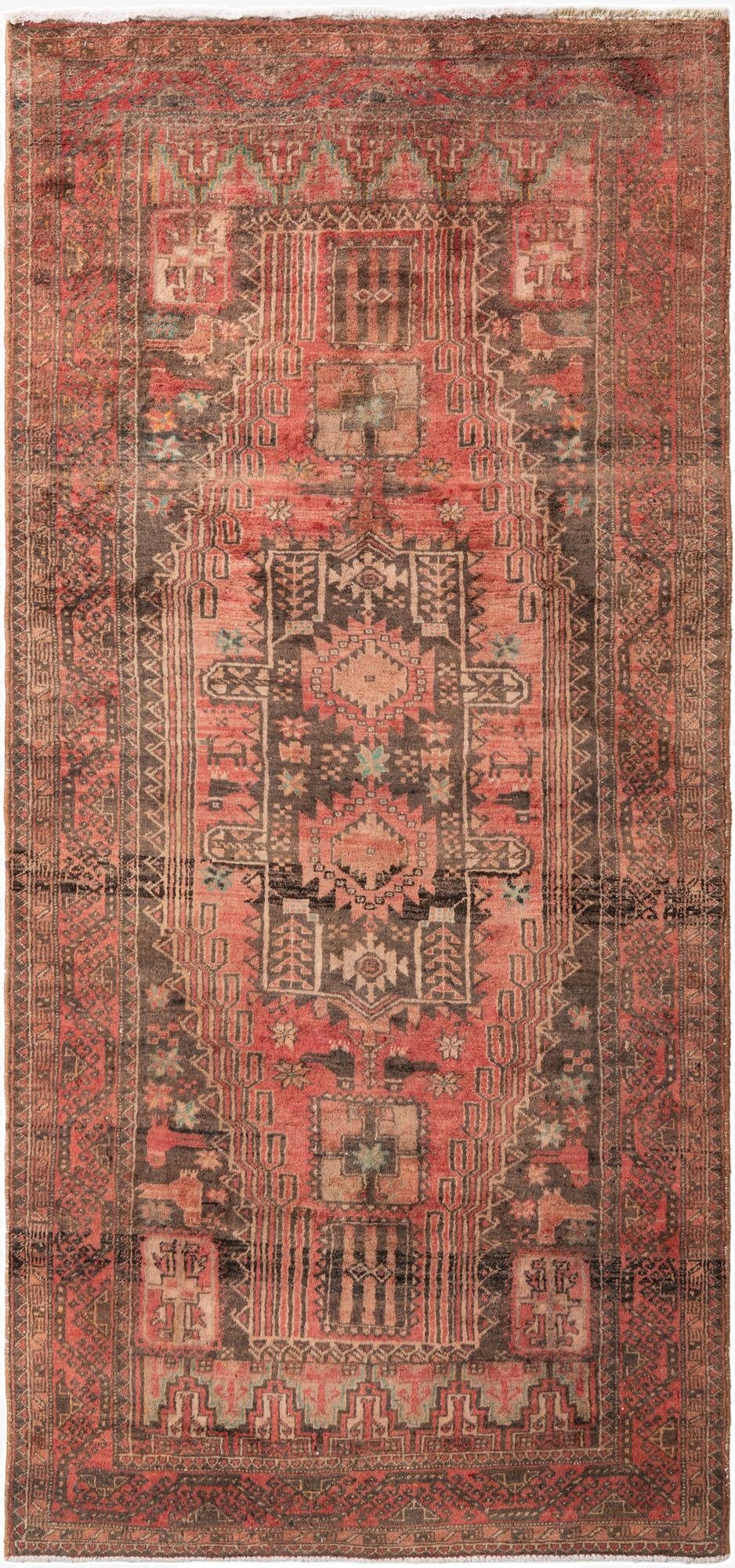  4' 2 x 9' 2  Hand Knotted Ultra Vintage Persian Wool Runner Rug