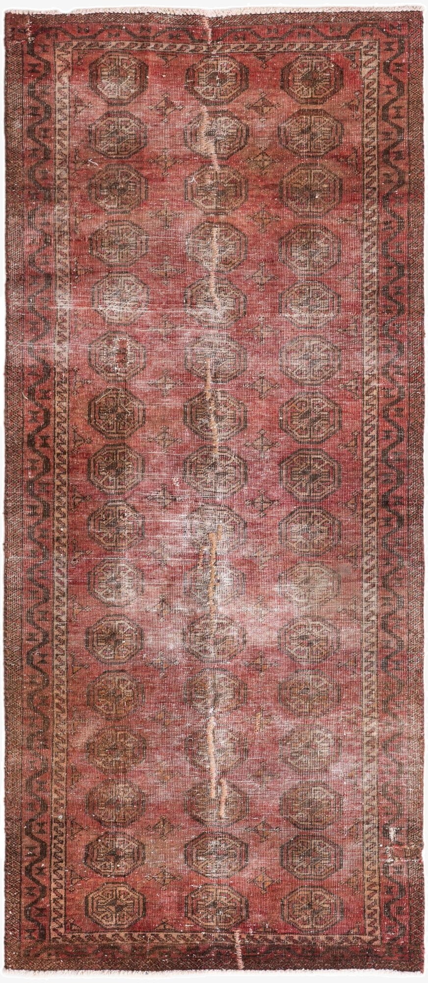  2' 9 x 6' 3  Hand Knotted Ultra Vintage Persian Wool Runner Rug