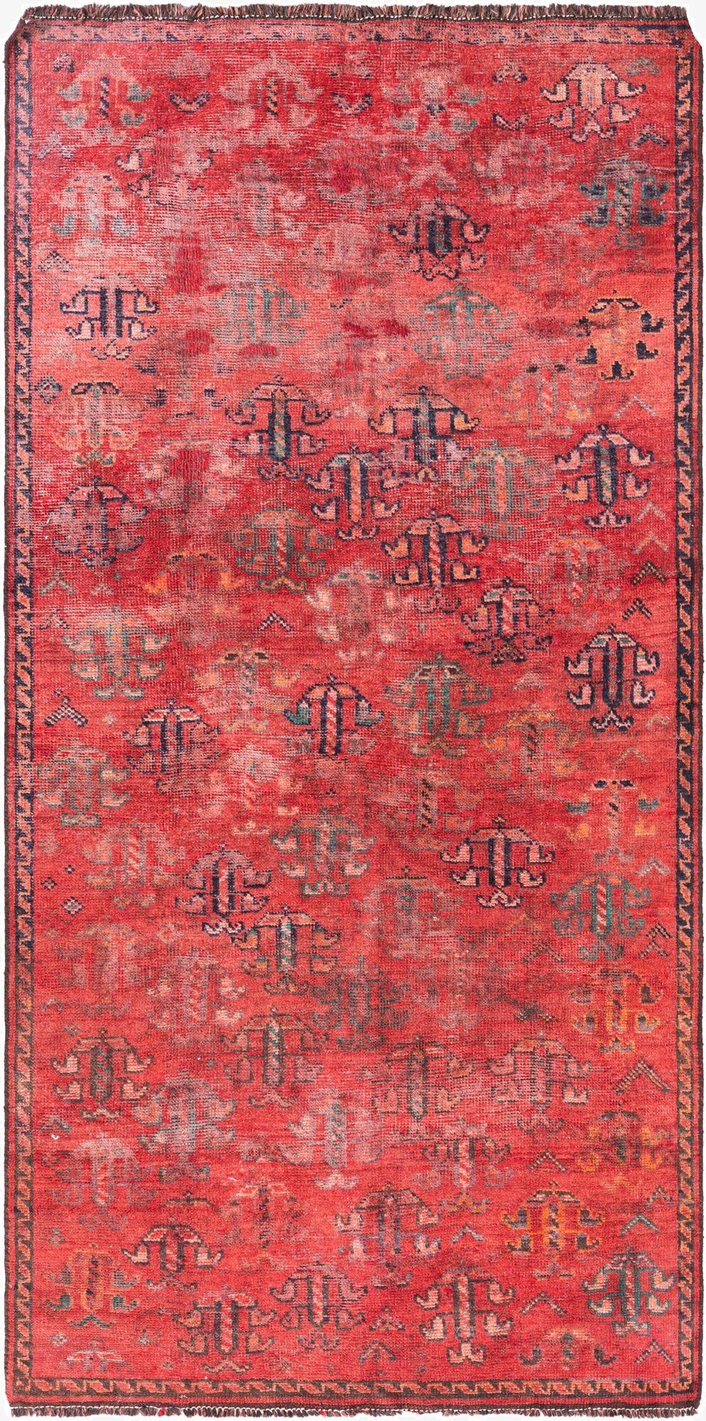  3' 10 x 7' 10  Hand Knotted Ultra Vintage Persian Wool Runner Rug