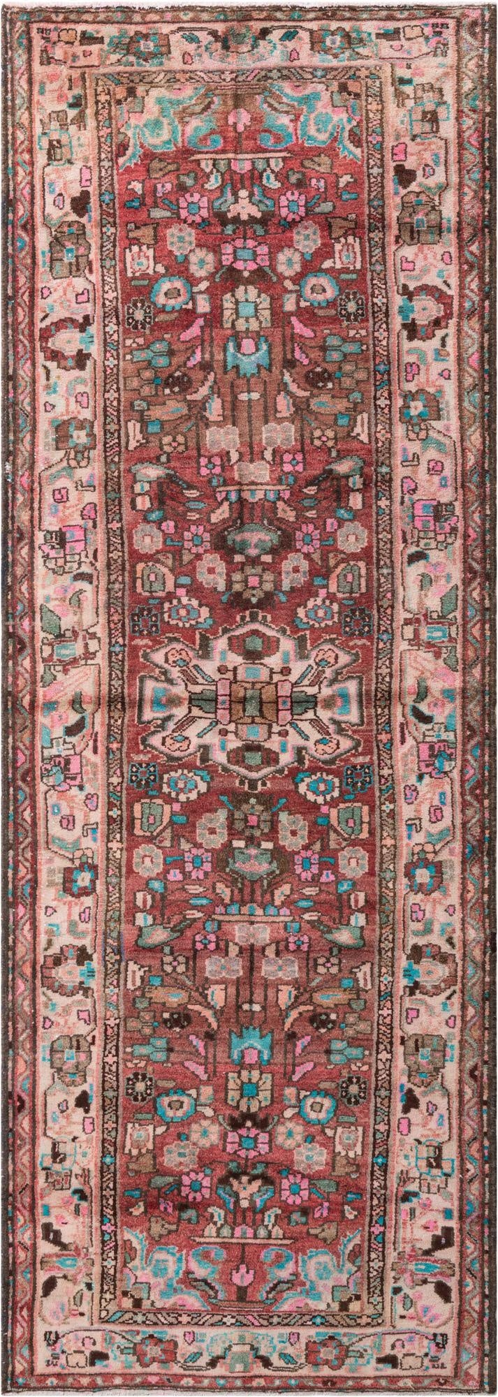  3' 9 x 10' 6  Hand Knotted Ultra Vintage Persian Wool Runner Rug