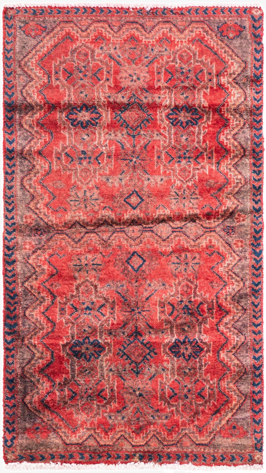  2' 4 x 4' 1  Hand Knotted Ultra Vintage Persian Wool Runner Rug