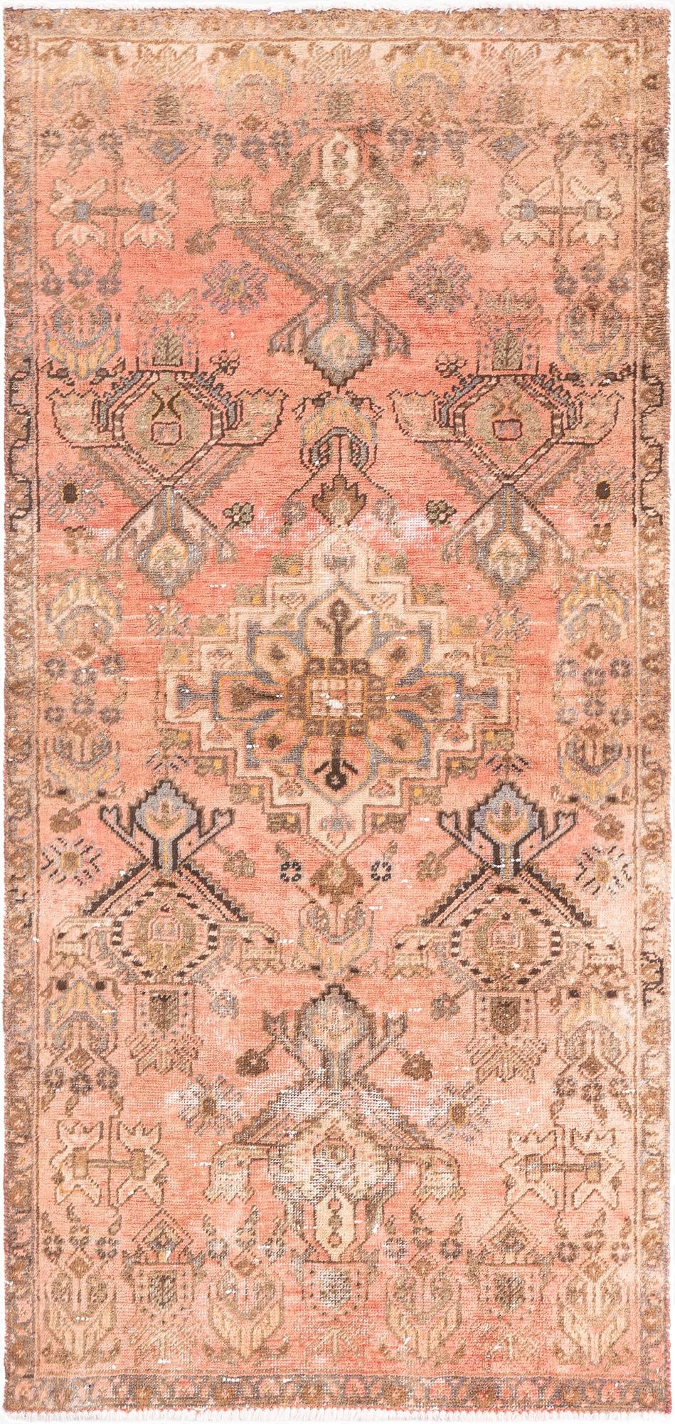  3' 6 x 7' 2  Hand Knotted Ultra Vintage Persian Wool Runner Rug