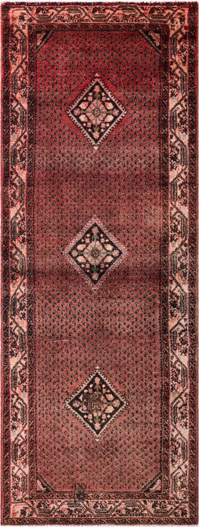  3' 5 x 9' 2  Hand Knotted Ultra Vintage Persian Wool Runner Rug