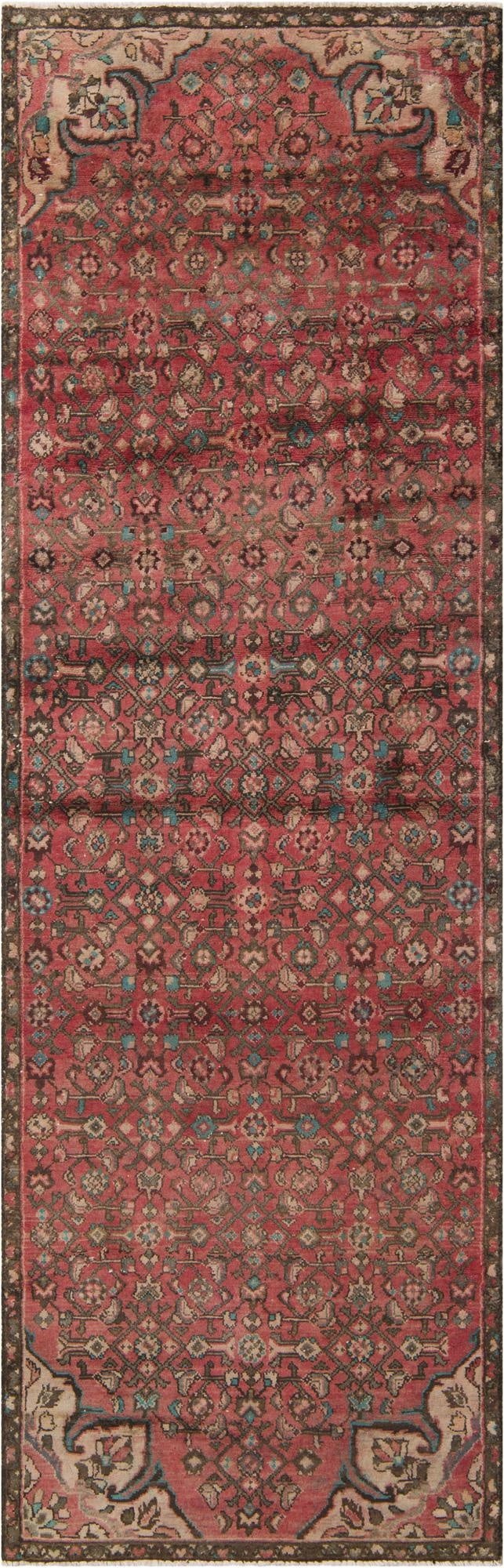  3' 2 x 9' 7  Hand Knotted Ultra Vintage Persian Wool Runner Rug