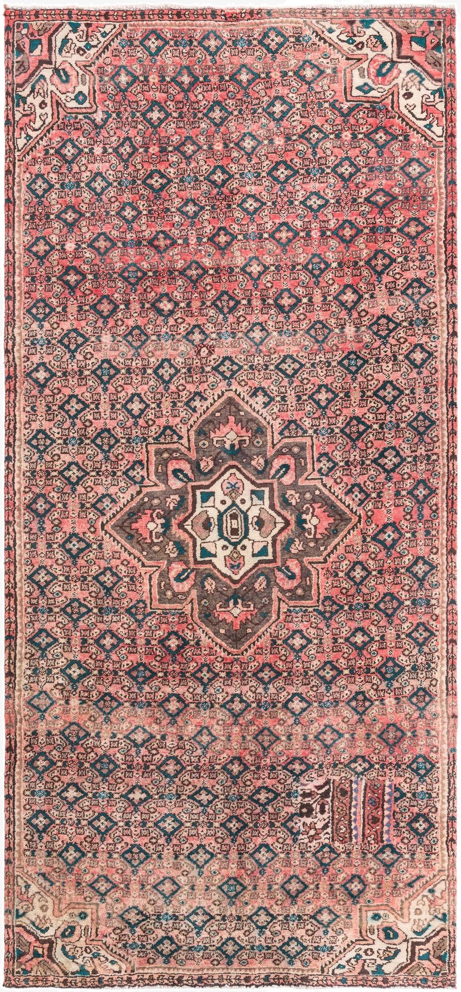  4' 7 x 10'  Hand Knotted Ultra Vintage Persian Wool Runner Rug