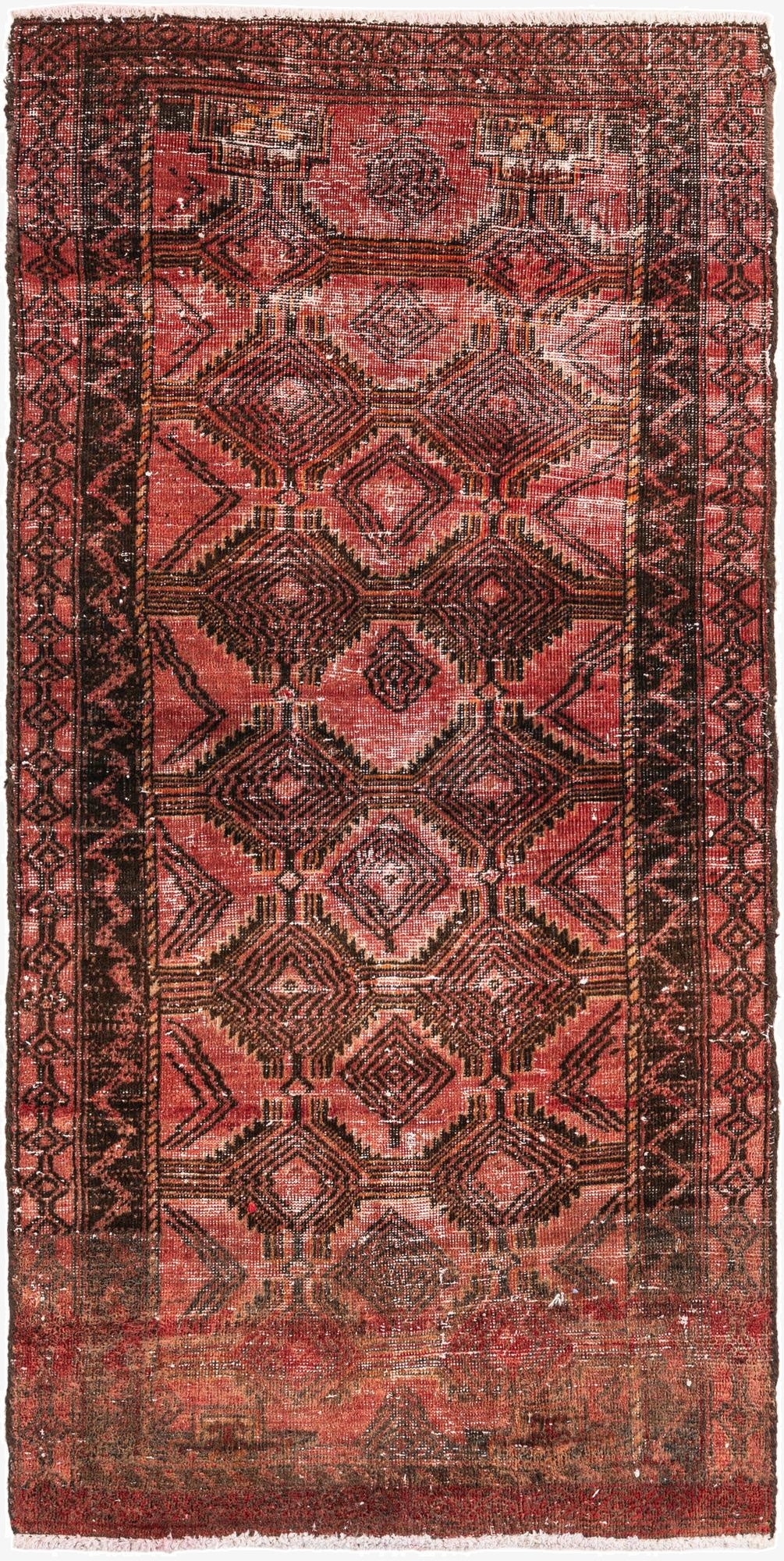  2' 4 x 4' 9  Hand Knotted Ultra Vintage Persian Wool Runner Rug