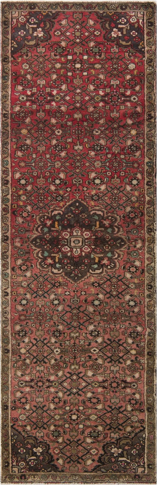  3' 2 x 9' 7  Hand Knotted Ultra Vintage Persian Wool Runner Rug