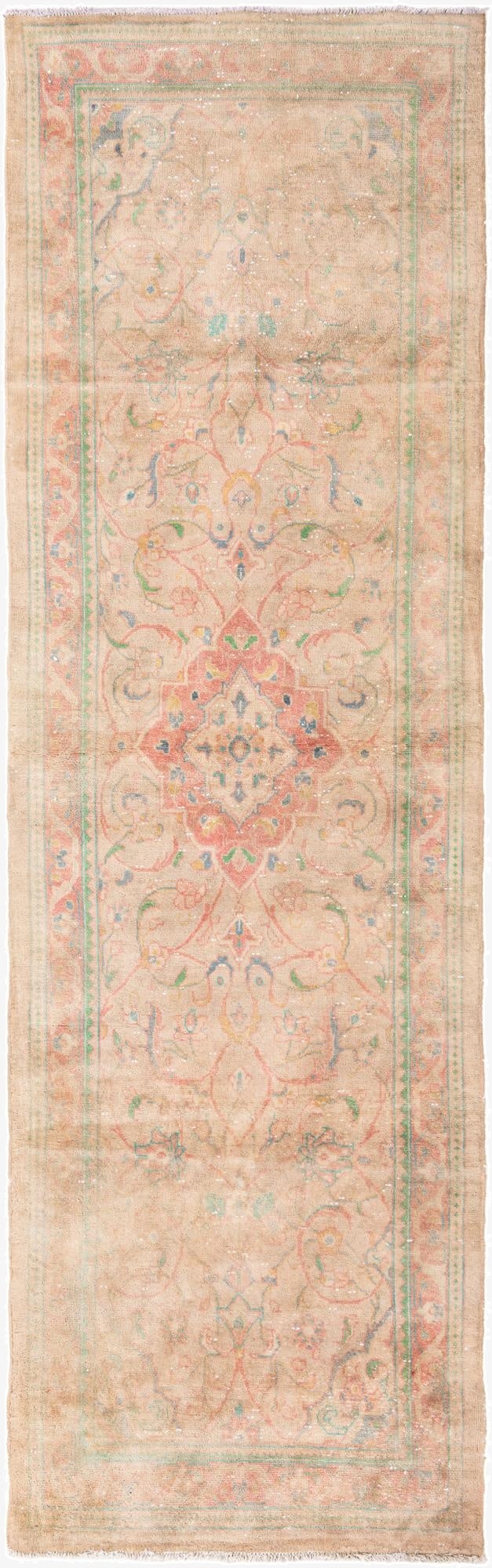  3' 2 x 10' 5  Hand Knotted Ultra Vintage Persian Wool Runner Rug