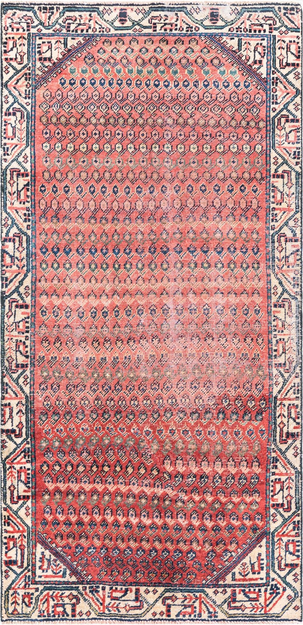  3' 3 x 6' 10  Hand Knotted Ultra Vintage Persian Wool Runner Rug