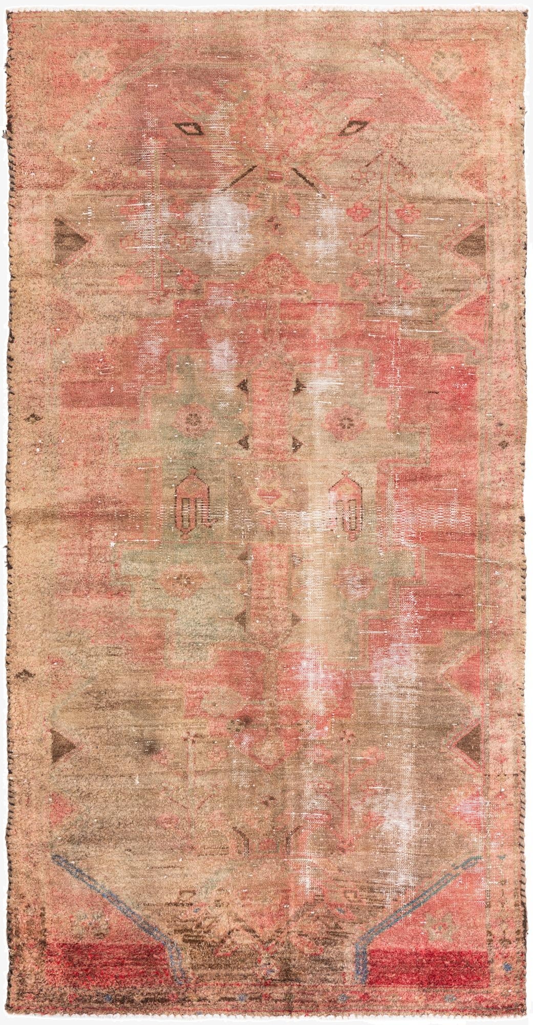  3' 7 x 7' 3  Hand Knotted Ultra Vintage Persian Wool Runner Rug