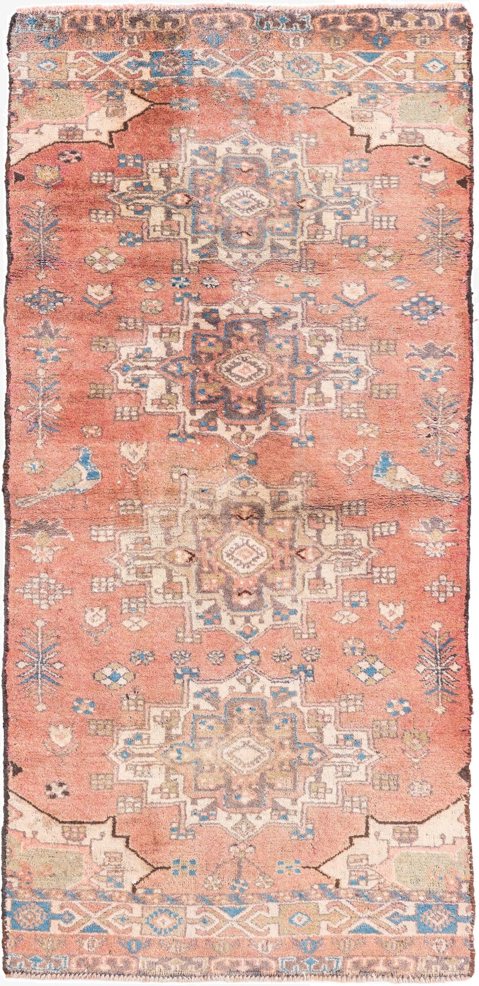  2' 10 x 6' 5  Hand Knotted Ultra Vintage Persian Wool Runner Rug