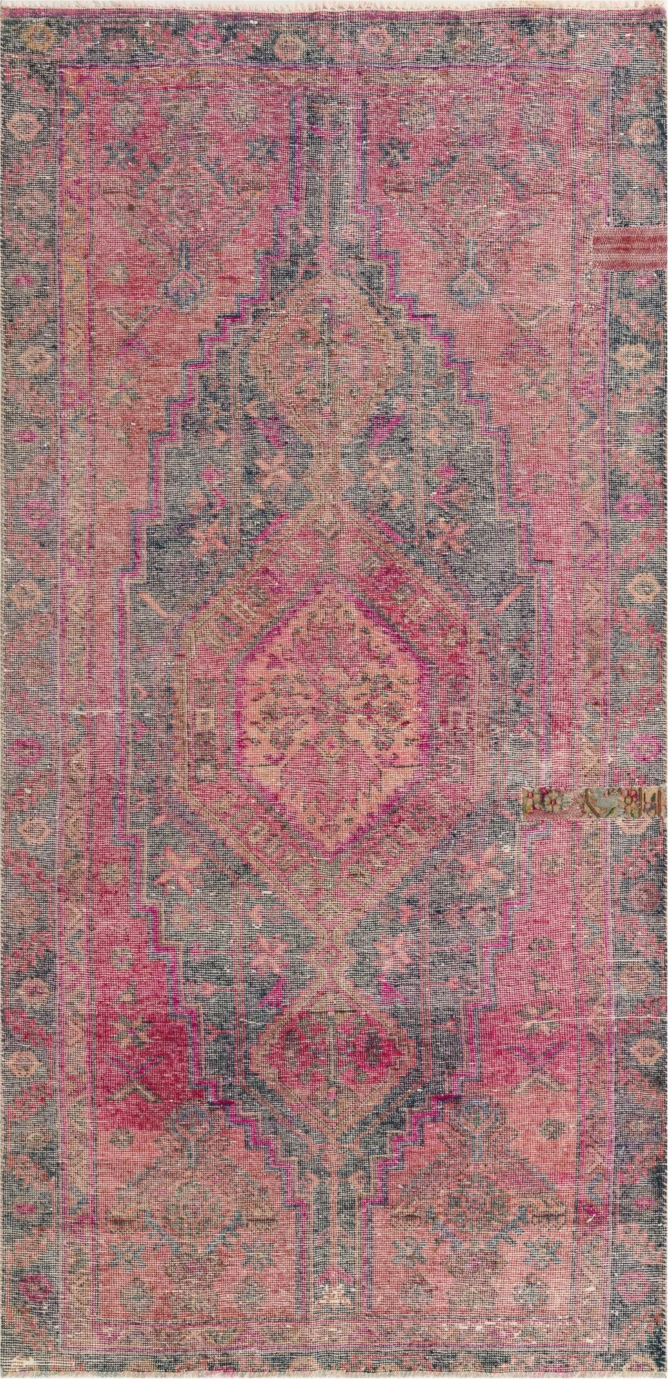  4' 5 x 9' 3  Hand Knotted Ultra Vintage Persian Wool Runner Rug