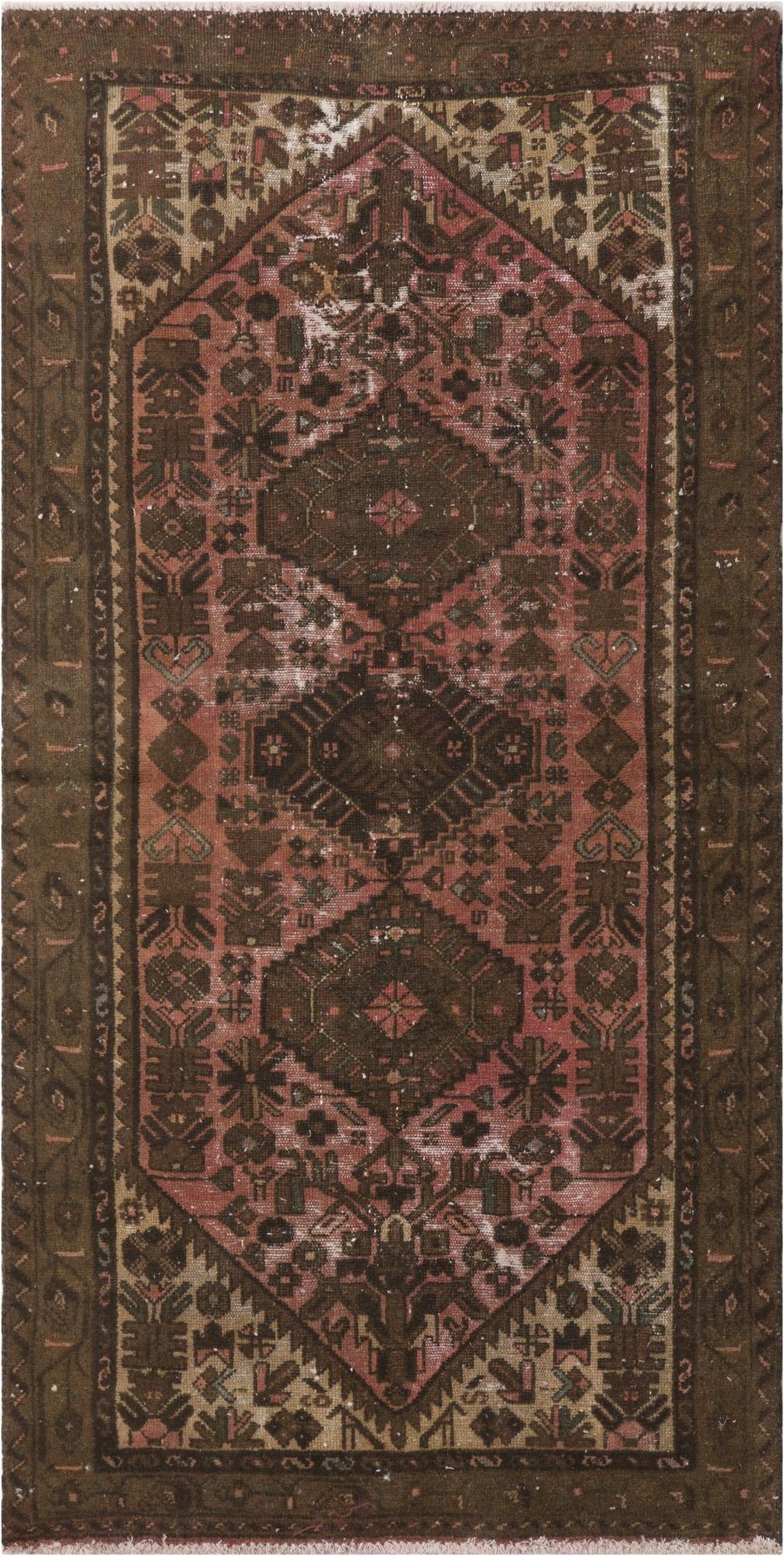  3' 2 x 6' 1  Hand Knotted Ultra Vintage Persian Wool Runner Rug