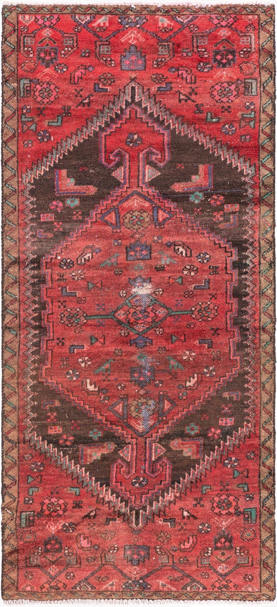  2' 8 x 6' 1  Hand Knotted Ultra Vintage Persian Wool Runner Rug